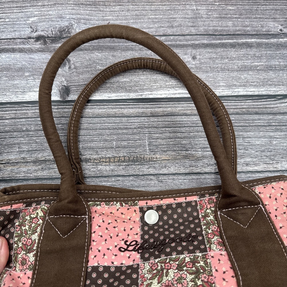 Rare Y2K Life is Good Patchwork Shoulder Tote Floral Polka Dots Coconut Girl - Picture 3 of 10